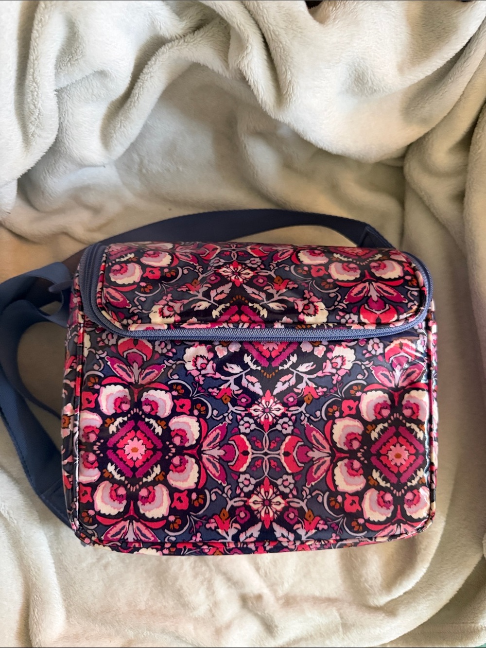 Vera Bradley Floral Pattern Cooler - Pink & Navy